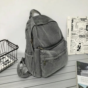 Gray Denim Backpack Women's Leisure Travel Outing Shoulder Bag Female Schoolbags