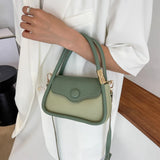 Green PU Leather Shoulder Bag Crossbody Small Flap Messenger