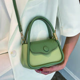 Green PU Leather Shoulder Bag Crossbody Small Flap Messenger