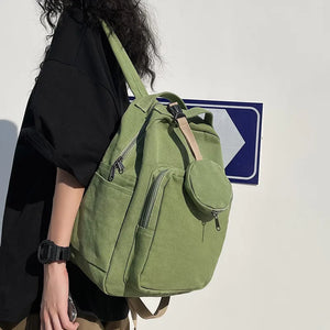 Green Leisure Backpack Student Girl Boy Travel Rucksack School Bag