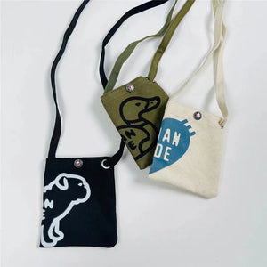 Men Women Dog Duck Print Couple Canvas Messenger Bag