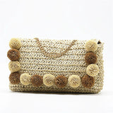 Hair Ball Beach Bag Straw Clutch Messenger Bag Envelope Bag