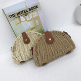 Hand Woven Shoulder Bag Small Moon Grass Beach Messenger Bag