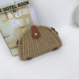 Hand Woven Shoulder Bag Small Moon Grass Beach Messenger Bag