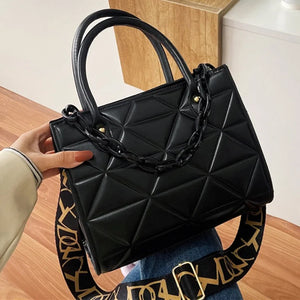 Lingge Crossbody Bag Large Capacity Solid Shoulder Bag