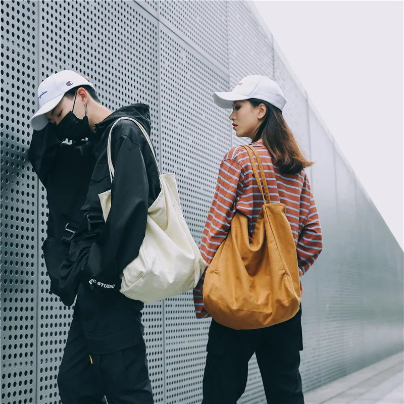 Large Capacity Minimalist Shoulder Bag Casual Canvas Tote Shopping Bag