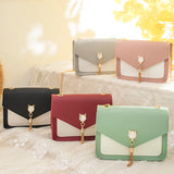 Tassel Chain Shoulder Bag Small Cat Patchwork Crossbody Bag