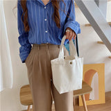 Canvas Tote Lunch Bag with Copper Buckle