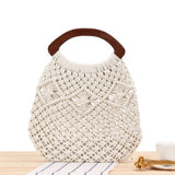 Cotton Rope Net Bag British Wind Straw Beach Bag