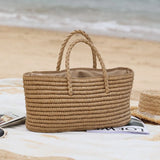 Straw Woven Bag Large Capacity Handbag for Women's French Romantic Beach