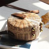 Bohemian Straw Shoulder Bag Beach Circle Handbag Sling Clutch Summer Travel