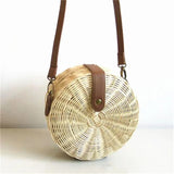 Bohemian Straw Shoulder Bag Beach Circle Handbag Sling Clutch Summer Travel