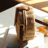 Bohemian Straw Shoulder Bag Beach Circle Handbag Sling Clutch Summer Travel