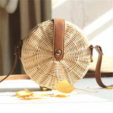 Bohemian Straw Shoulder Bag Beach Circle Handbag Sling Clutch Summer Travel