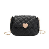 Heart Embroidery Shoulder Bag for Women PU Leather Crossbody Chain Purse