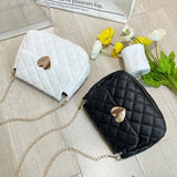 Heart Embroidery Shoulder Bag for Women PU Leather Crossbody Chain Purse
