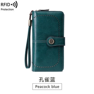 RFID Antimagnetic Wallet Long Zipper Women's Wallet