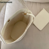 Canvas PU Leather Ladies Bucket Bag Shoulder Crossbody Bag