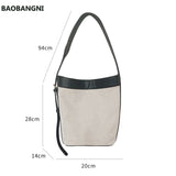 Canvas PU Leather Ladies Bucket Bag Shoulder Crossbody Bag