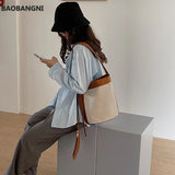 Canvas PU Leather Ladies Bucket Bag Shoulder Crossbody Bag