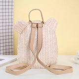Woven Straw Backpack Personalized Name Fresh Casual Bag Embroidered Name
