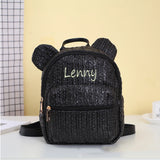 Woven Straw Backpack Personalized Name Fresh Casual Bag Embroidered Name