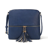 Casual Soft Leather Shoulder Bag with Tassel Messenger Crossbody Women Bag