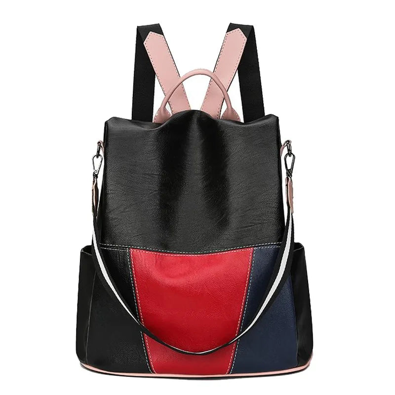 Anti-Theft Leather Women Backpack Large Capacity School Bags