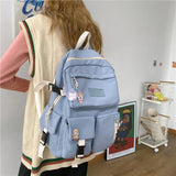 Nylon Women Backpack Multi-pocket Travel Rucksack Student School Bags
