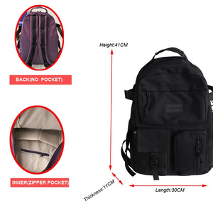 Nylon Women Backpack Multi-pocket Travel Rucksack Student School Bags