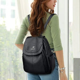 PU Leather Backpack Women High Capacity Shoulder Bag Lady Travel Backpack