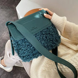 Pu Leather Female Handbag Plush Shoulder Messenger Crossbody Bag