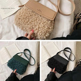 Pu Leather Female Handbag Plush Shoulder Messenger Crossbody Bag