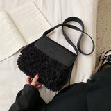 Pu Leather Female Handbag Plush Shoulder Messenger Crossbody Bag
