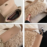 Pu Leather Female Handbag Plush Shoulder Messenger Crossbody Bag