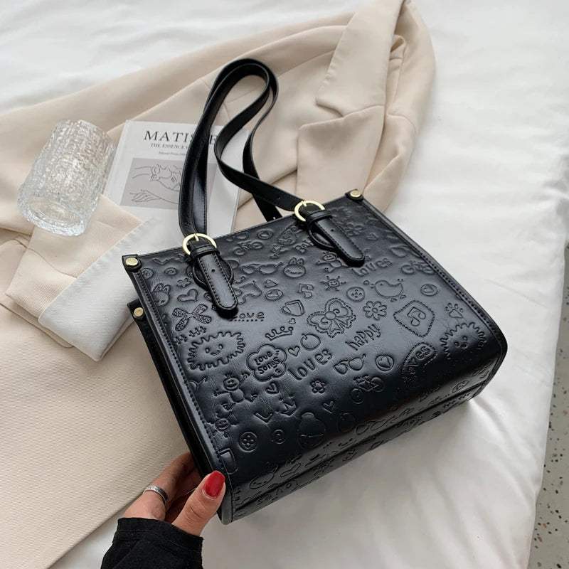 Women Cartoon PU Leather Tote Shoulder Messenger Bags