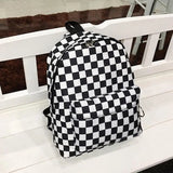 Plaid Lattice Backpack Checkerboard Teenager Bag Couples Back Pack