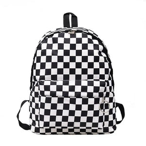 Plaid Lattice Backpack Checkerboard Teenager Bag Couples Back Pack