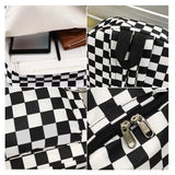 Plaid Lattice Backpack Checkerboard Teenager Bag Couples Back Pack