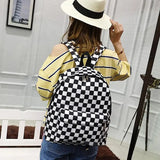 Plaid Lattice Backpack Checkerboard Teenager Bag Couples Back Pack