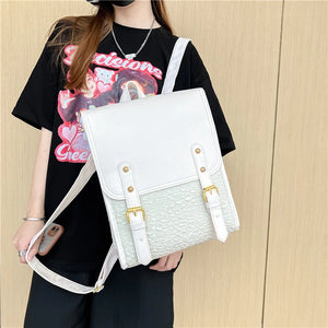 High Capacity PU Leather Women Backpack School Bag Girls Shoulder Bag