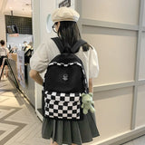 Women's Plaid Harajuku Backpack Laptop College Bag