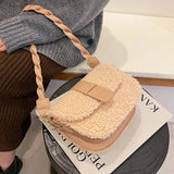 Plush Fur Shoulder Bag Women's Handbag Winter Messenger Saddle Armp