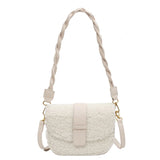Plush Fur Shoulder Bag Women's Handbag Winter Messenger Saddle Armp