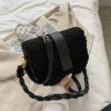 Plush Fur Shoulder Bag Women's Handbag Winter Messenger Saddle Armp