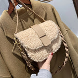 Plush Fur Shoulder Bag Women's Handbag Winter Messenger Saddle Armp