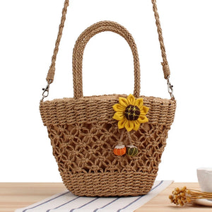 Summer Sunflower Straw Bag - Beach Bag