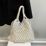 Hollow Out Shoulder Bags Cotton Rope Fishing Net Bag Women's Knitting Handbag