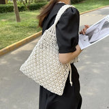 Hollow Out Shoulder Bags Cotton Rope Fishing Net Bag Women's Knitting Handbag