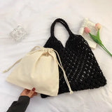 Hollow Out Shoulder Bags Cotton Rope Fishing Net Bag Women's Knitting Handbag